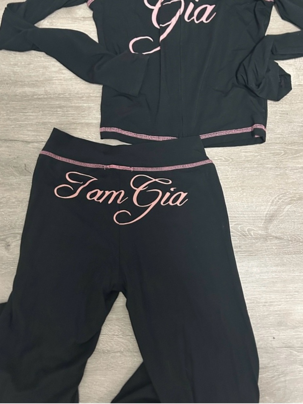 I.AM.GIA Black Hoodie with Pink Script Logo - Picture 5 of 8